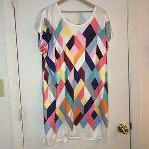 White multi-color tunic